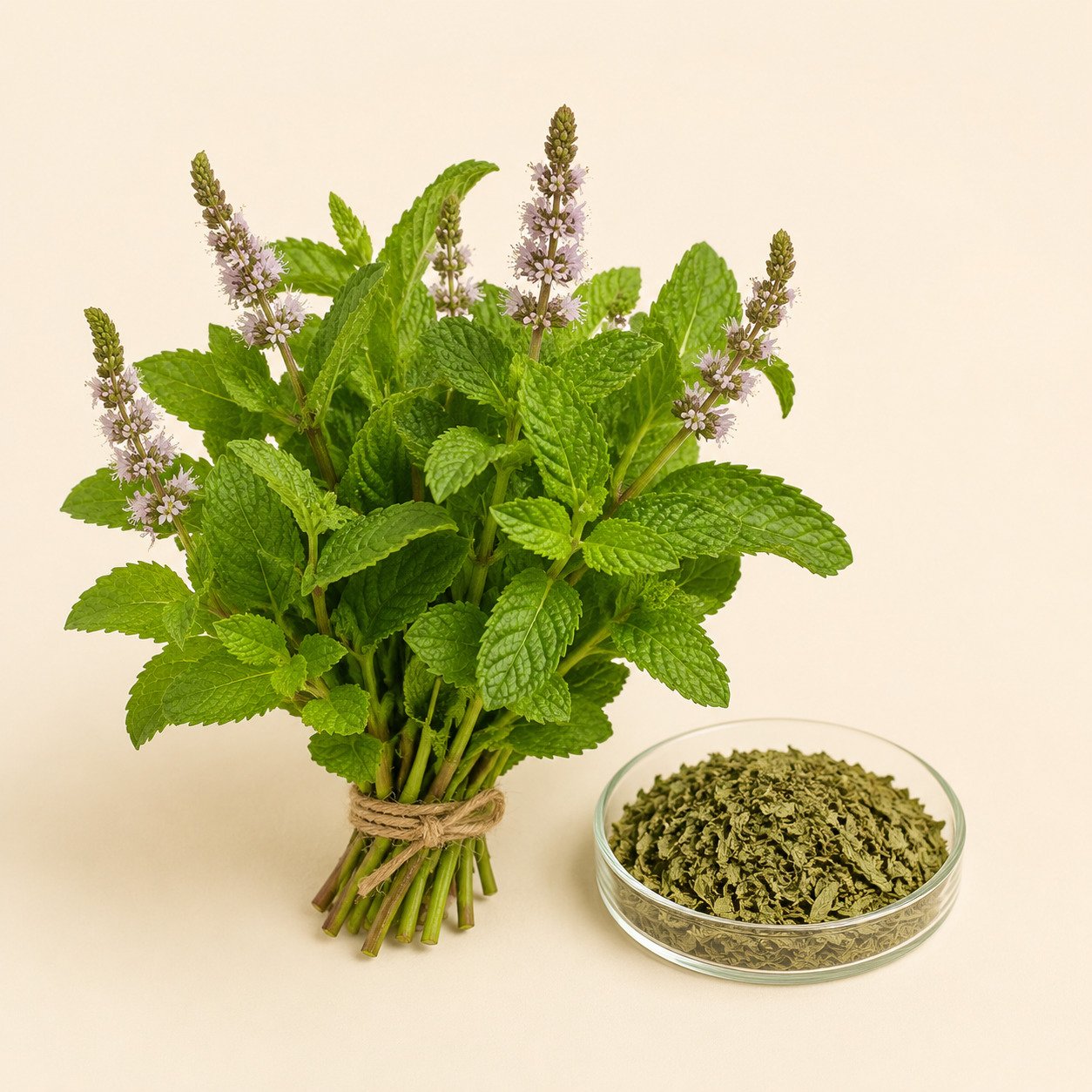 Manojo completo de menta fresca y hojas secas