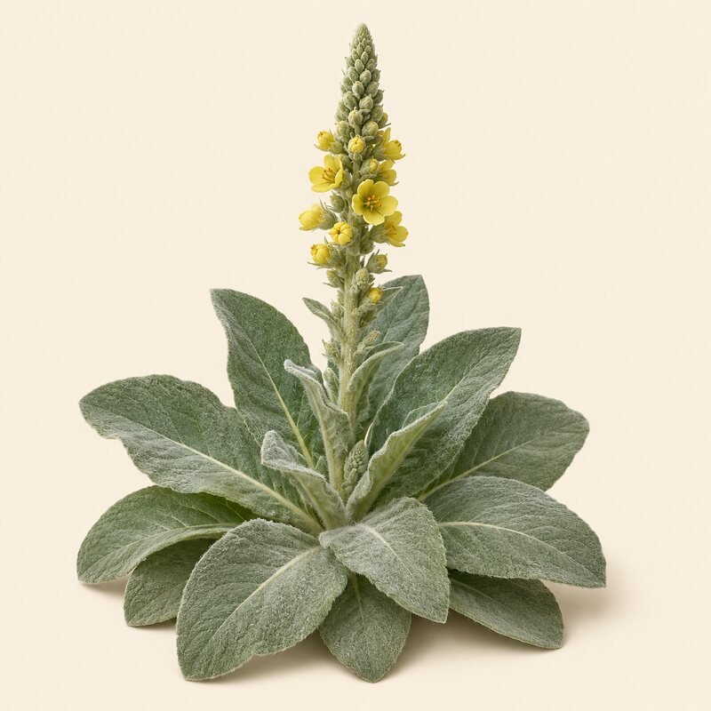 Planta de gordolobo con hojas y flores